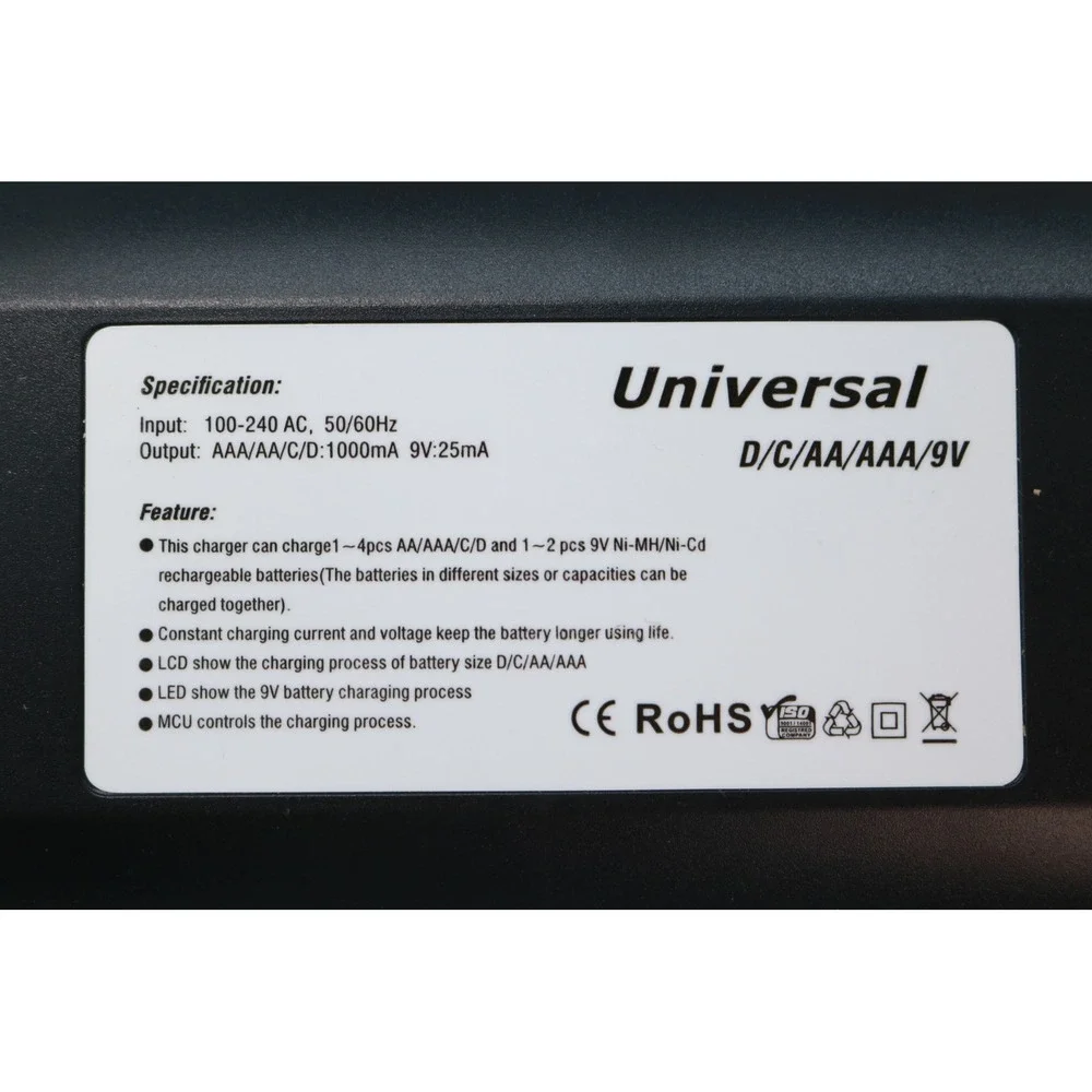 PALO C906W Battery Charger OS Gray Universal LCD Ni-MH Ni-CD AA AAA C D 9V